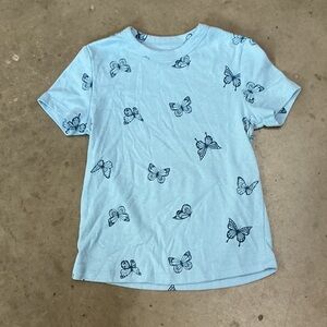 Mighty Fine Sky Blue Butterfly Print Tee